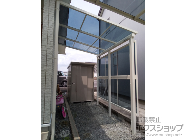 福島県郡山市ののテラス屋根 ソラリア F型 テラスタイプ 単体 積雪〜20cm対応＋前面パネル*2段 施工例