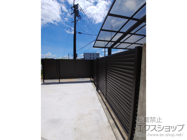 福岡県八女市ののフェンス・柵 フェンスAB YL3型 横ルーバー3 フリーポールタイプ 施工例