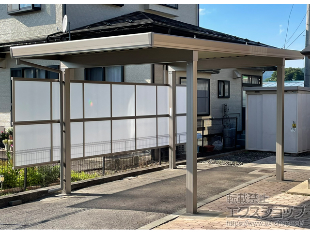 岩手県二戸郡一戸町ののカーポート カーポートST 4本柱 積雪100cm対応+サイドスクリーン 2段 施工例