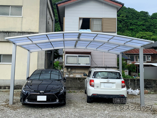 愛媛県宇和島市ののカーポート ネスカR (ラウンドスタイル) ワイド 積雪〜20cm対応 施工例