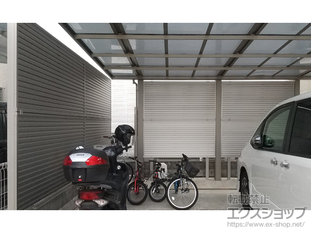 愛媛県松山市ののフェンス・柵 ミエーネフェンス 目隠しルーバータイプ 2段支柱 自立建て用(パネル2段） 施工例
