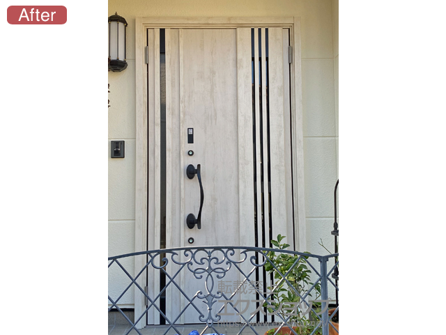 千葉県松戸市のLIXIL リクシル（トステム）の玄関ドア リシェント玄関ドア3 断熱K4仕様 親子仕様(ランマ無)R M83型 ※タッチキー仕様(リモコンタイプ) 施工例