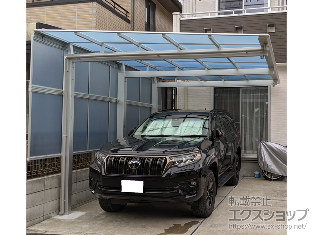 東京都江戸川区ののカーポート ニューマイリッシュ 逆勾配 前下がり 積雪〜20cm対応＜奥行台形納まり＞＋側面パネル 施工例