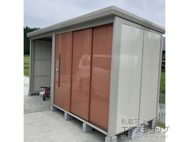 山形県最上郡真室川町のの物置・屋外倉庫 Mr.ストックマン プラスアルファ 多雪型 結露減少型 4047×1590×2110（扉側幅2200） TP-SZ40R15-T 施工例