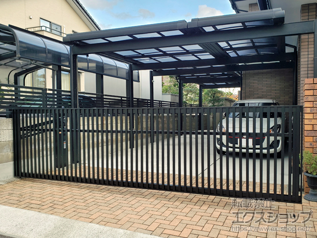 宮城県仙台市ののカーゲート 【特注】ワイドオーバードアS4型 電動式 施工例