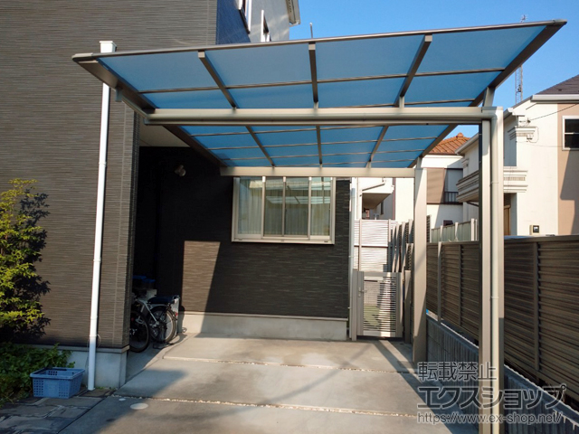 東京都調布市ののカーポート ニューマイリッシュ 逆勾配 前下がり 積雪〜20cm対応 施工例