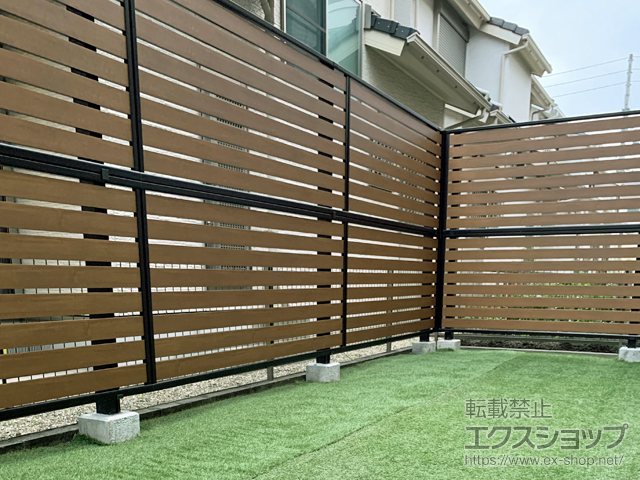 愛知県名古屋市ののフェンス・柵 モクアルフェンス 横板タイプ 2段支柱 自立建て用 施工例