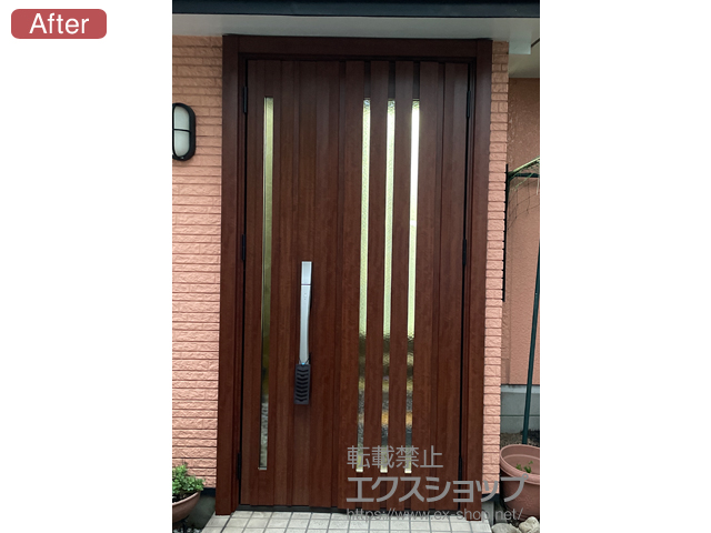 神奈川県川崎市のLIXIL リクシル（トステム）の玄関ドア リシェント玄関ドア3 断熱K4仕様 親子仕様(ランマ無)R G14型 ※タッチキーリモコン仕様 施工例