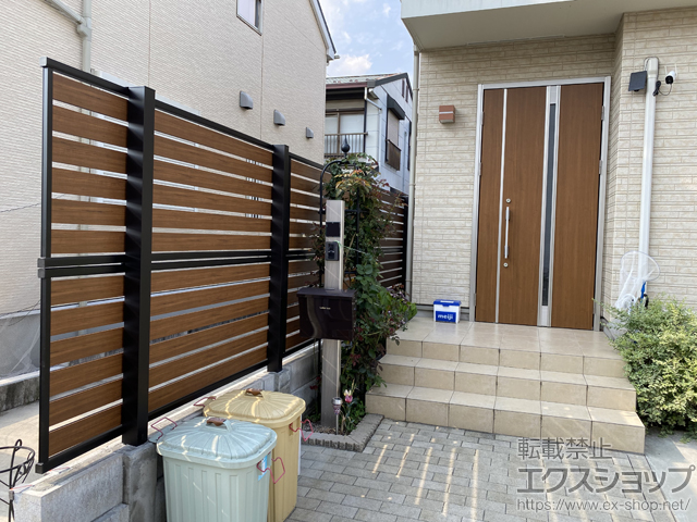 東京都調布市ののフェンス・柵 モクアルフェンス 横板タイプ 2段支柱 自立建て用（パネル2段） 施工例