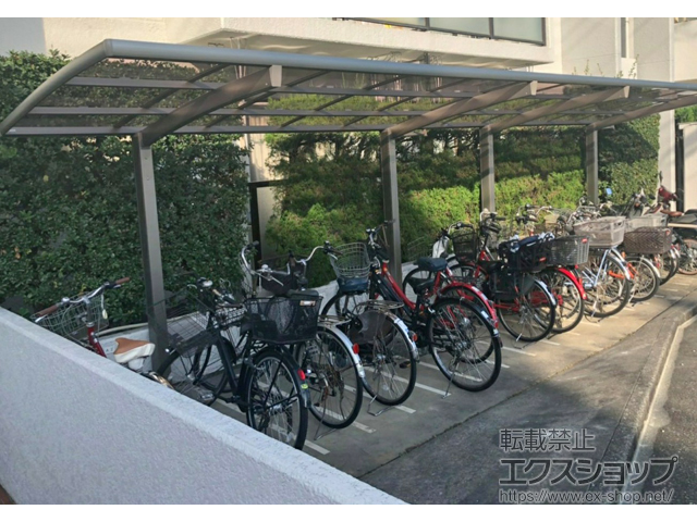 神奈川県川崎市ののサイクルポート・駐輪場 フーゴRミニ (ラウンドスタイル) 縦連棟 積雪〜20cm対応 施工例