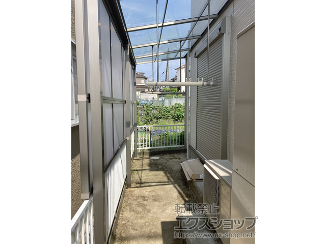 大阪府富田林市ののテラス屋根 スピーネ F型 テラスタイプ 単体 積雪〜20cm対応　*はね出し･側面台形納まり 施工例