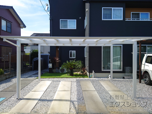 静岡県磐田市ののカーポート ソリッドポート ワイド 積雪〜20cm対応 施工例