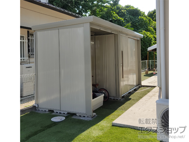 福岡県直方市のの物置・屋外倉庫 Mr.ストックマン プラスアルファ 一般型 4379×1590×2110 TP-43R15-W 施工例