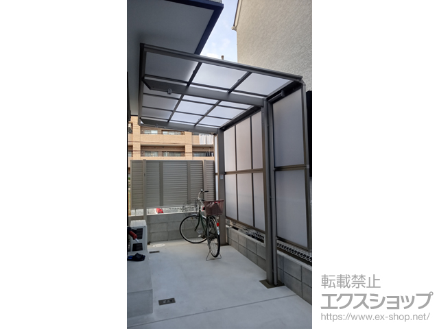 兵庫県西宮市ののテラス屋根 フーゴF 独立テラスタイプ 単体 積雪〜20cm対応＋サイドパネル 施工例