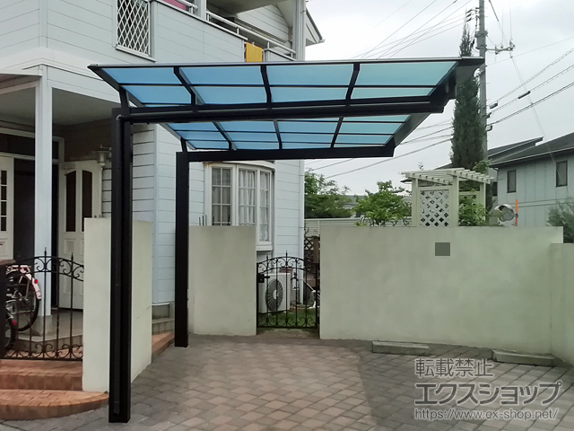 岡山県倉敷市ののカーポート ニューマイリッシュ 逆勾配 前下がり 積雪〜20cm対応 施工例