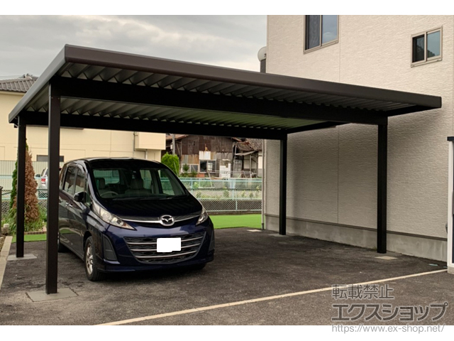 長野県松本市ののカーポート レオンポートneo 2台用角柱4本  積雪〜50cm対応 施工例