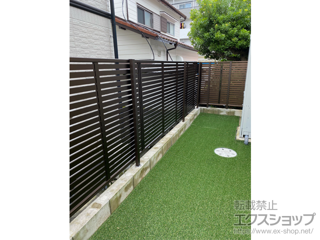 愛知県知多市ののフェンス・柵 シンプレオフェンス3F型 横太格子　自由柱施工 施工例