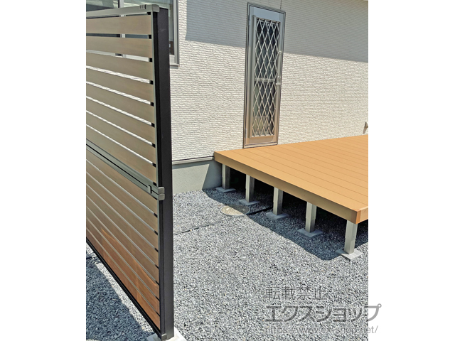 群馬県前橋市ののフェンス・柵 モクアルフェンス 横板タイプ 2段支柱 自立建て用 施工例