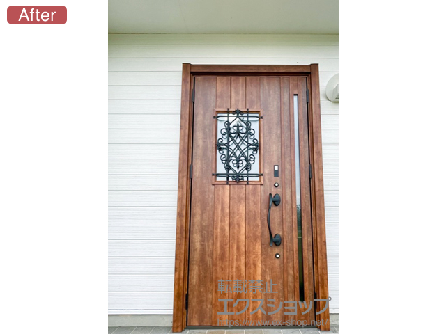 千葉県大網白里市のLIXIL リクシル（トステム）の玄関ドア リシェント玄関ドア3 断熱K4仕様 親子仕様(ランマ無)L D41型 ※タッチキー仕様(キー付きリモコンタイプ) 施工例