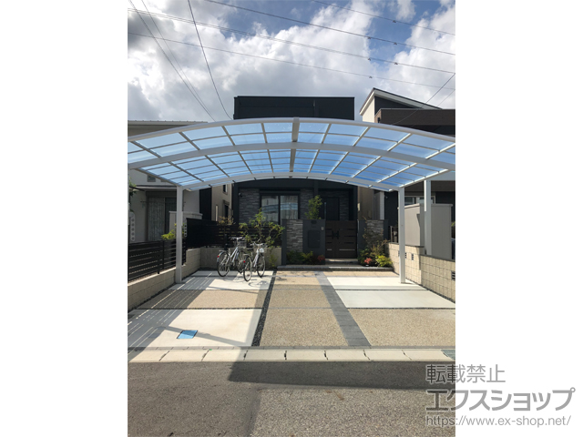 愛知県安城市ののカーポート ネスカR (ラウンドスタイル) ワイド 積雪〜20cm対応＋物干しセット 施工例