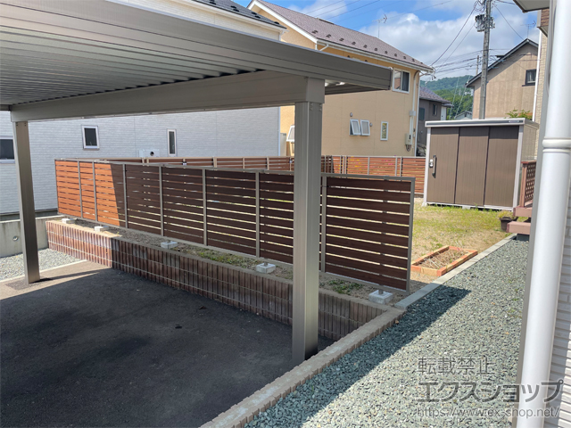 岩手県滝沢市ののフェンス・柵 モクハイフェンス 木調色タイプ　フリーポールタイプ 施工例