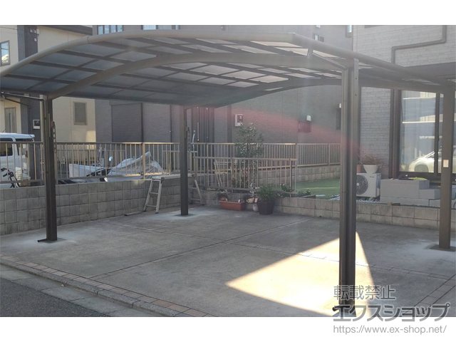 千葉県四街道市ののカーポート ネスカR (ラウンドスタイル) ワイド 積雪〜20cm対応 施工例