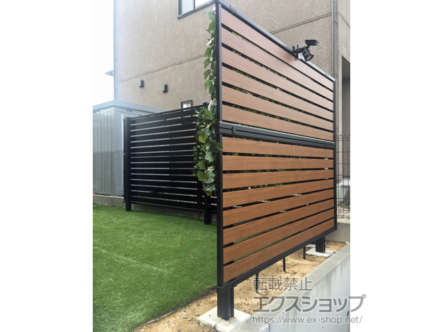石川県金沢市ののフェンス・柵 モクアルフェンス 横板タイプ 2段支柱 自立建て用 施工例