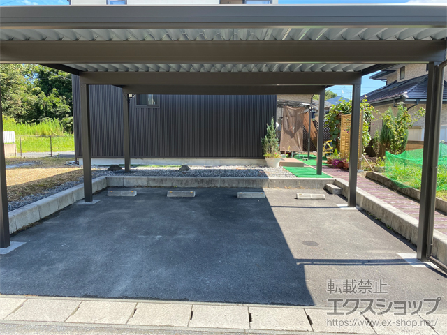 岩手県一関市ののカーポート カーポートSW 積雪50cm対応 2台用 奥行延長 6本角柱 施工例