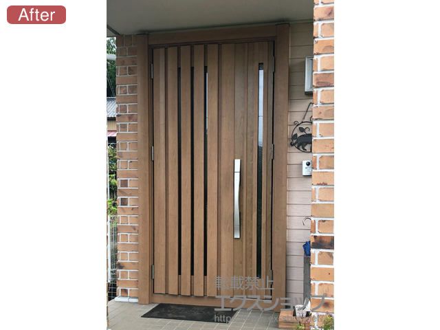 宮城県柴田郡柴田町のLIXIL リクシル（トステム）の玄関ドア リシェント玄関ドア3 断熱K4仕様 親子仕様(ランマ無)L G14型 ※タッチキー仕様(キー付リモコン) 施工例