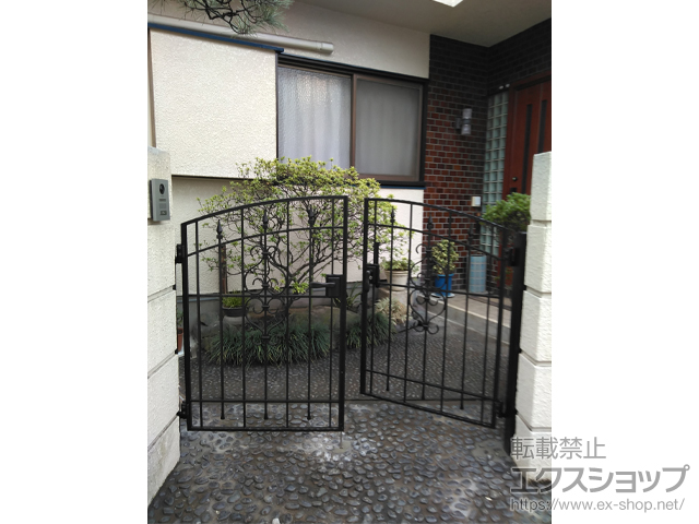 東京都大田区のの門扉 コラゾン1型 両開き　柱使用 施工例
