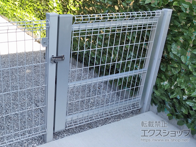 神奈川県横浜市のの門扉 ユメッシュHR型門扉 片開き 60角スチール門柱 施工例