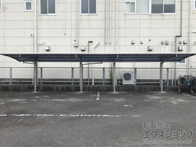 鹿児島県鹿児島市ののサイクルポート・駐輪場 レイナポートグランミニ 縦連棟積雪〜20cm対応＋着脱式サポート柱 施工例