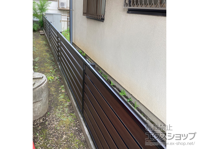神奈川県大和市ののフェンス・柵 モクアルフェンス 横板タイプ・自由柱施工 施工例