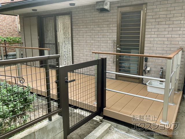 福島県郡山市のの門扉 シンプレオ門扉M1型 メッシュ 片開き 門柱使用 施工例