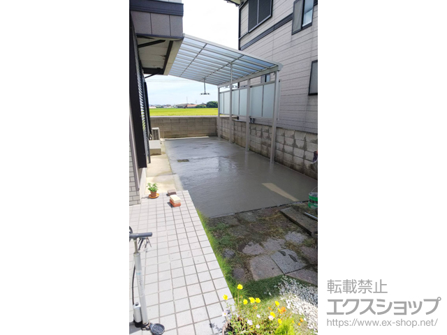 徳島県板野郡上板町ののテラス屋根 ソラリア F型 テラスタイプ 単体 積雪〜20cm対応＋吊り下げ式上下可動物干し＋前面パネル 施工例