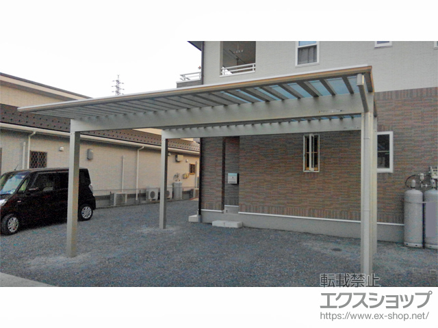 長野県飯田市ののカーポート エフルージュ ツイン50 マテリアルカラー 積雪〜50cm対応 施工例