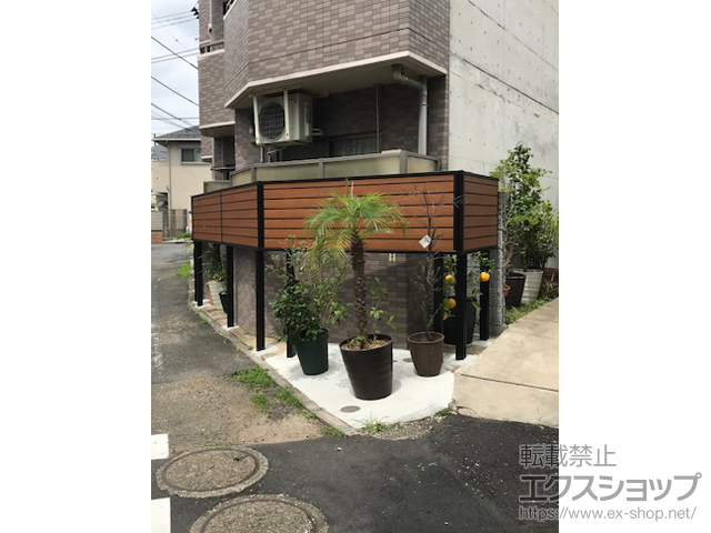 東京都世田谷区ののフェンス・柵 モクアルフェンス 目隠しタイプ 2段支柱 自立建て用（上段のみ） 施工例