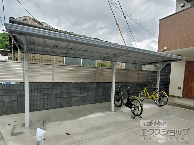 千葉県八千代市ののサイクルポート・駐輪場 イナバ自転車置場 BYNタイプ 埋込式２連続タイプ 積雪〜60cm対応 施工例