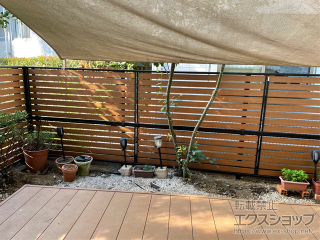 神奈川県横浜市ののフェンス・柵 モクアルフェンス 横板タイプ 2段支柱 自立建て用（パネル2段） 施工例