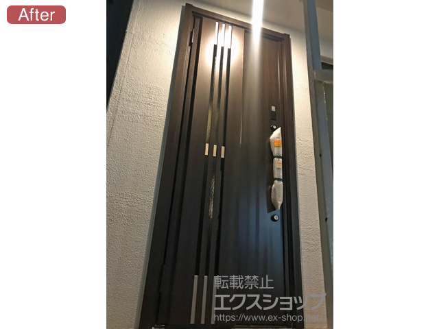 神奈川県川崎市のLIXIL リクシル（トステム）の玄関ドア リシェント玄関ドア3 断熱K4仕様 片開き仕様(ランマ無)L M83型 ※タッチキー仕様(リモコンタイプ) 施工例