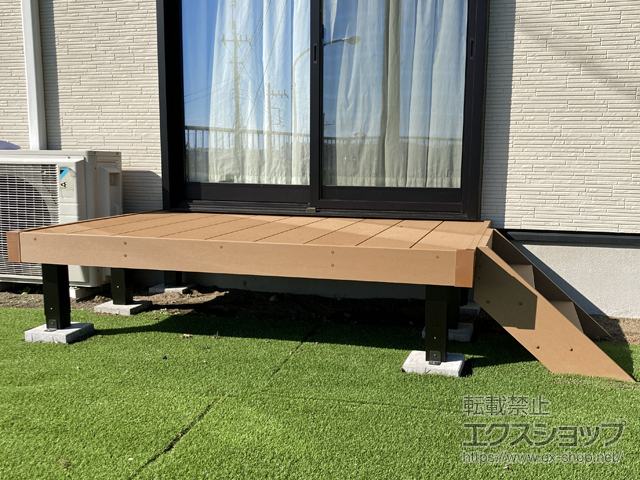 茨城県筑西市ののウッドデッキ マージウッドデッキ＋ステップ Sタイプ (2段)×1セット 施工例