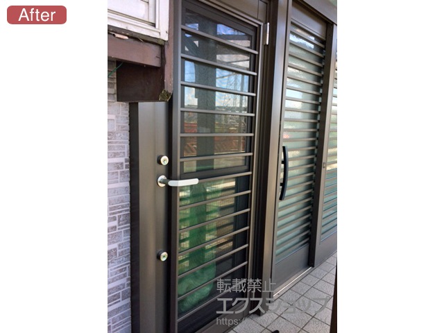 愛知県一宮市のLIXIL リクシル（トステム）の玄関ドア リシェント勝手口ドア アルミPG仕様 ランマ無(R) B型 施工例