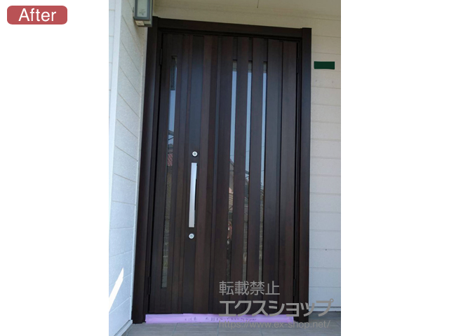 福岡県北九州市のLIXIL リクシル（トステム）の玄関ドア リシェント玄関ドア3 断熱K4仕様 親子仕様(ランマ無)R G14型 ※手動仕様 施工例