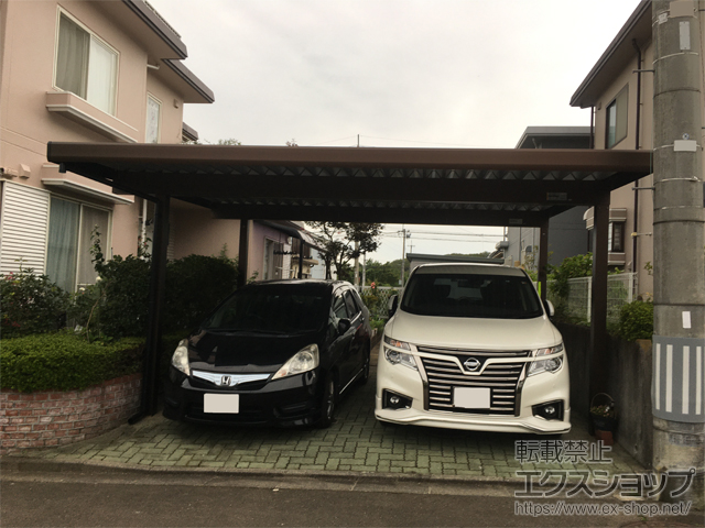 宮城県仙台市ののカーポート レオンポートneo 角柱 2台用 積雪〜50cm対応 施工例