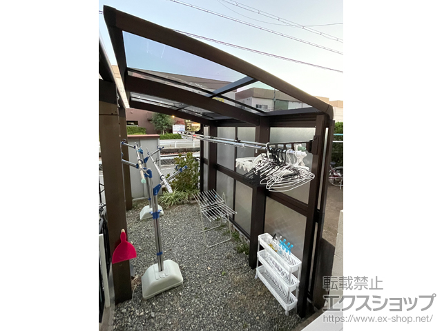 兵庫県川西市ののサイクルポート・駐輪場 プレシオスポート ミニ 積雪〜20cm対応＋ミニサイドパネル＋ミニ 水平式物干し 施工例