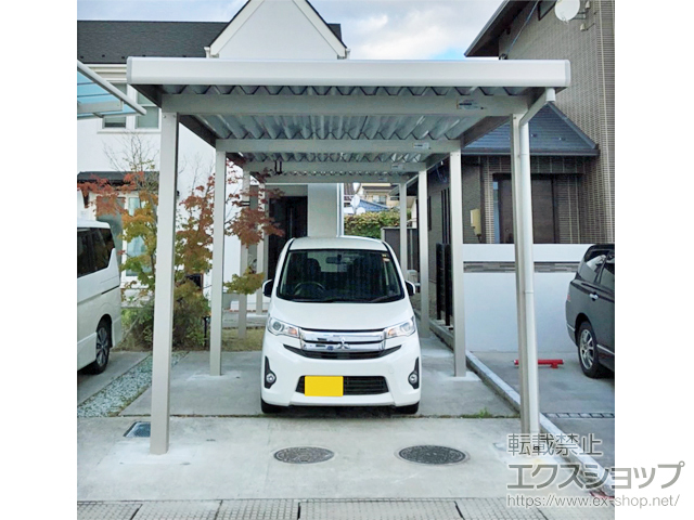 宮城県仙台市ののカーポート レオンポートneo 縦連棟 角柱8本柱 積雪〜50cm対応 施工例