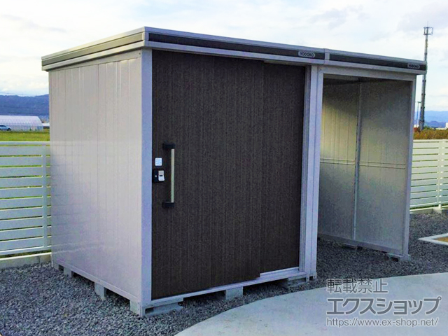 山形県山形市のの物置・屋外倉庫 エルモコンビ 積雪型 3377×1863×2119 LMDS-1818+LKDS1518-DW 施工例