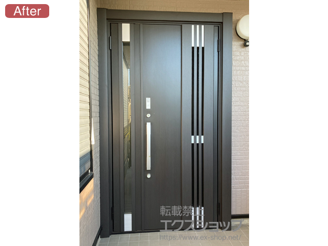 和歌山県和歌山市のLIXIL リクシル（トステム）の玄関ドア リシェント玄関ドア3 断熱K4仕様 親子仕様(ランマ無)R M83型 ※タッチキー仕様(キー付リモコン) 施工例
