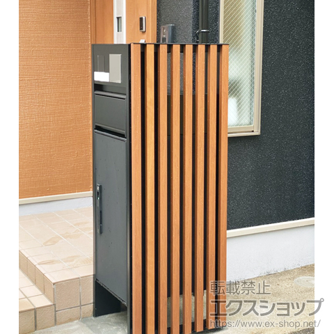 東京都江戸川区のの機能門柱・ポスト フレムスLight サイドスクリーン付き たて格子タイプ 施工例