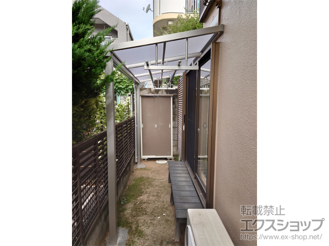 東京都小金井市ののテラス屋根 プレシオステラスII F型 テラスタイプ 単体 積雪〜20cm対応＋吊下げ式物干し 施工例